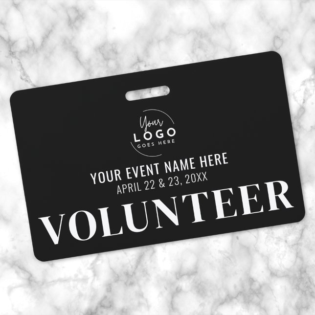 Badge Bénévole noir (Black White Volunteer Badge)