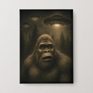 Badge Bigfoot Sasquatch Alien UFO Funny