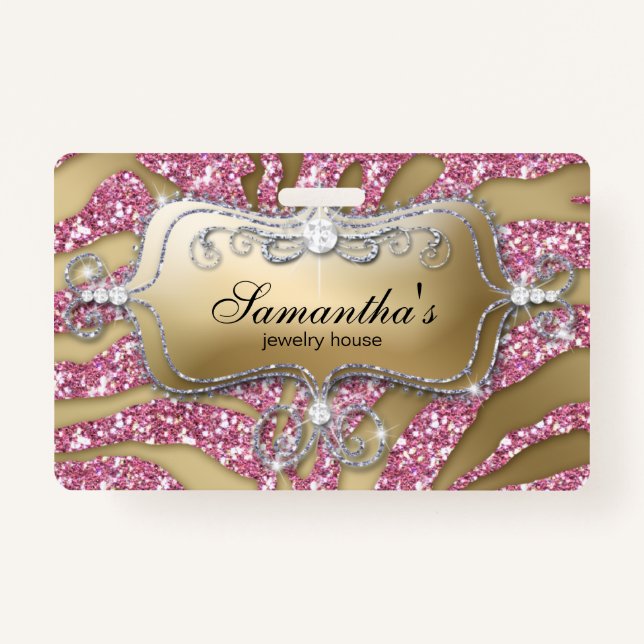 Badge Bijoux Sparkle Zebra Gold Rose (Devant)