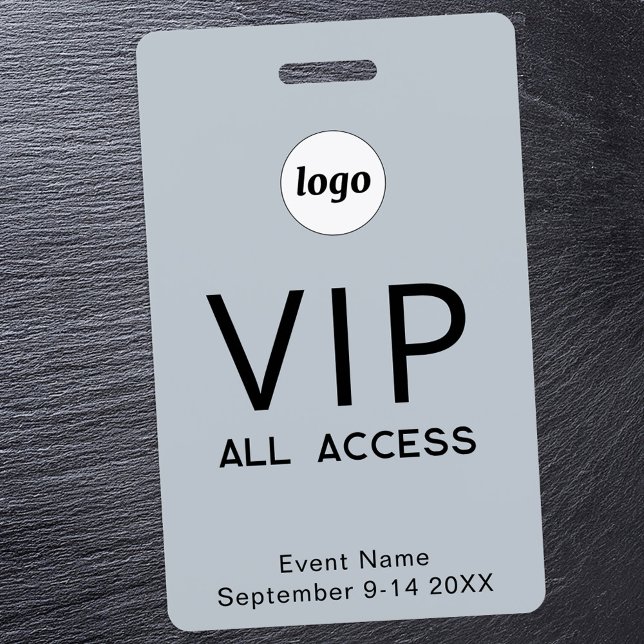 Badge Billet d'accès VIP à tous les événements Simple Lo (Simple logo with custom text business branding promotional VIP all access event ID badge)
