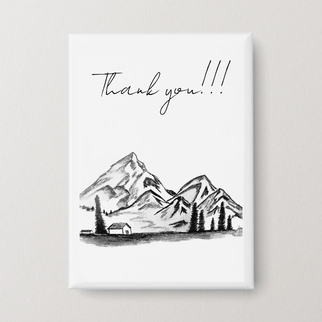 Badge black and white sketch of Mountains (Recto)