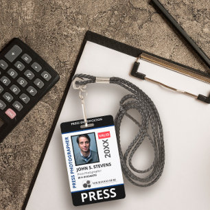 Badge Black Blue Photo & Logo ID de la presse