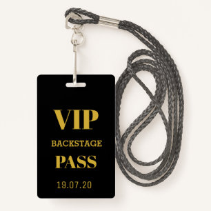 Badge Black Gold VIP Backstage All Access Pass Concert