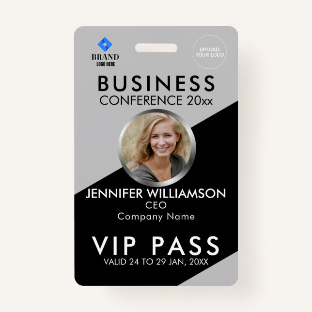 Badge Black Grey Business Conference Exhibition ID photo (Devant)