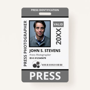 Badge Black Grey Photo & Logo ID de la presse