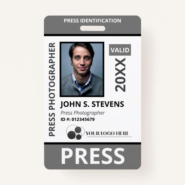 Badge Black Grey Photo & Logo ID de la presse (Devant)