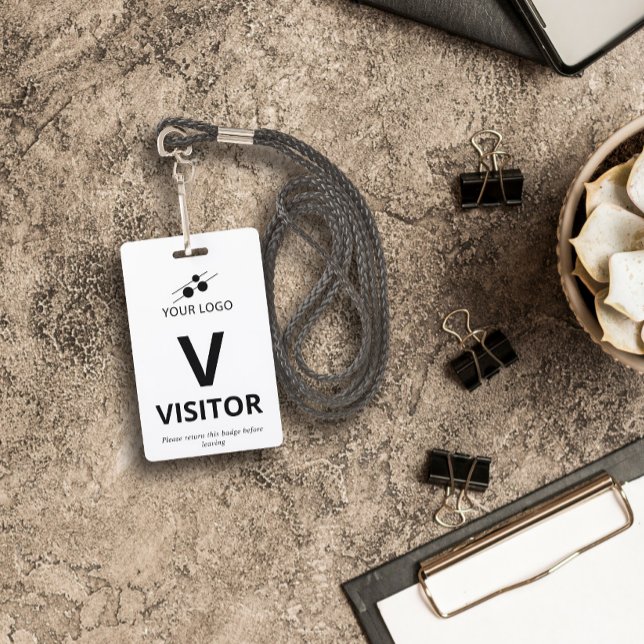 Badge Black White Ajouter votre logo Visiteur (Créateur téléchargé)