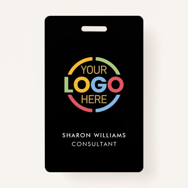 Badge Black White Employee ID with Custom Business Logo (Devant)