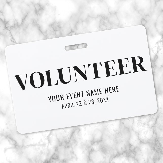 Badge Black White Volunteer Event (Black White Volunteer Event Badge)