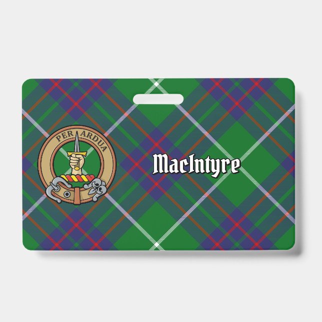 Badge Blason du clan MacIntyre sur tartan (Avant)