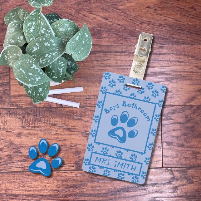 Badge Bleu animaux empreintes de pattes garçons salle de (Créateur téléchargé)