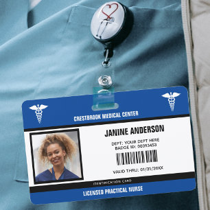 Badge Bleu et noir Médicale Employé Docteur LPN Infirmiè