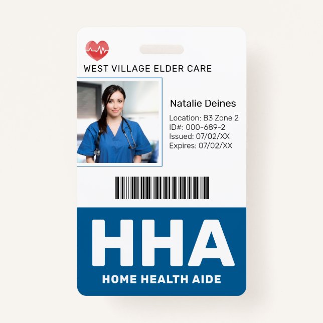 Badge Bleu | Insigne d'identification photo de l'employé (Devant)