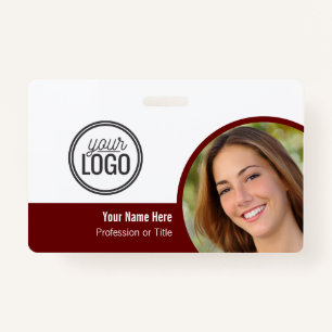 Badge Bloc de couleur rouge foncé moderne Balise de nom 