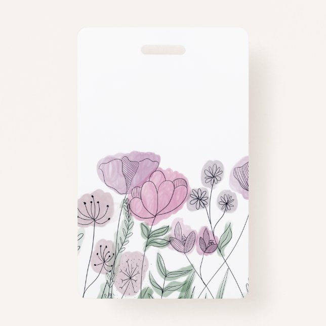 Badge Blooms Fleurs sauvages aquarelles (Devant)