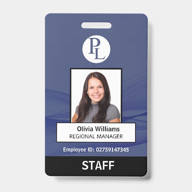 Badge BLUE Custom Vertical Professionnel Code photo (Avant)