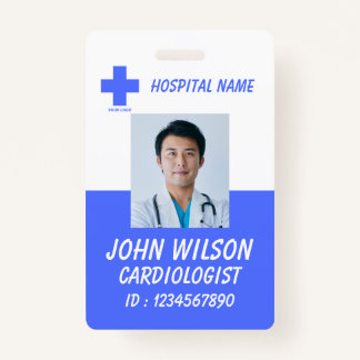 Badge Blue Doctor Nurse Employee ID Card