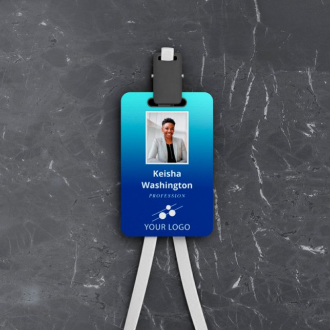 Badge Blue Gradient Ajouter votre logo ID employé (Créateur téléchargé)