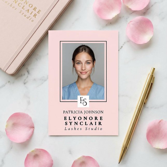 Badge Blush Pink Logo Script Photo Lashes Studio (Créateur téléchargé)