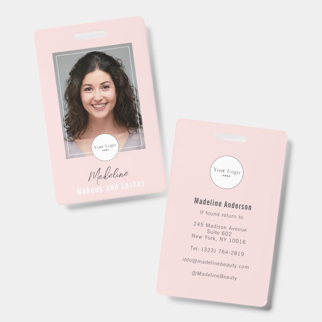 Badge Blush Pink Script Logo Photo Makeup (Front & Back)