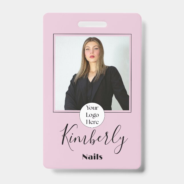 Badge Blush Rose Logo Script Photo Ongles (Avant)
