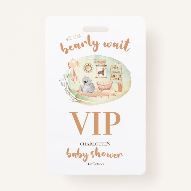 Badge Boho Nous Pouvons Bearly Wait Baby shower (Devant)