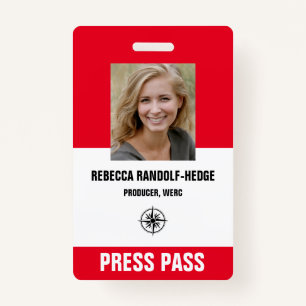 Badge BOLD RED SPECIAL EVENT PRESSE PASS - Photo I.D.