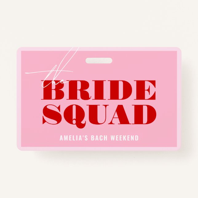 Badge Bold Rose & Rouge Bachelorette Acheter La Mariée U (Devant)
