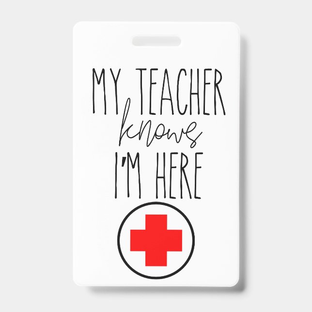 Badge Bon de sortie pour l'infirmière scolaire (Avant)