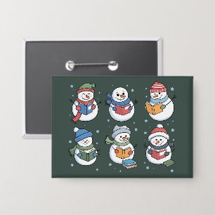Badge Bonhomme de neige amateur de livres cadeau de lect