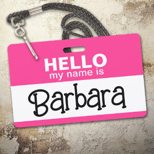 Badge Bonjour, je m'appelle - Rose - Costume personnalis