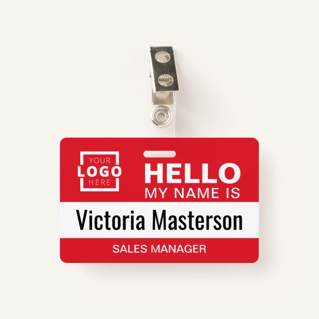 Badge Bonjour Mon Nom Est - Nom Professionnel Personnali (Devant avec clip)