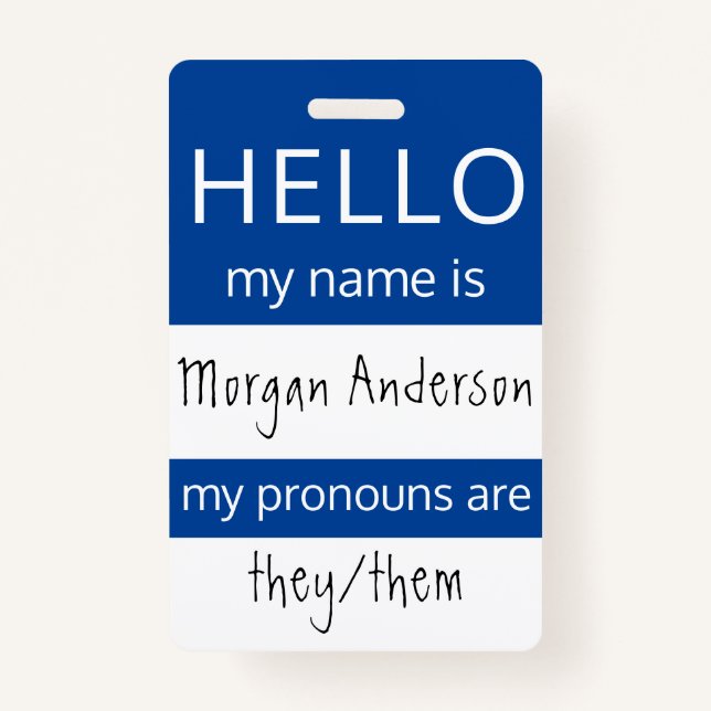 Badge BONJOUR personnalisé Mon nom Pronounouns est un ba (Devant)