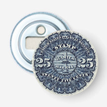 badge Bottle Opener photo 25c beer stamp