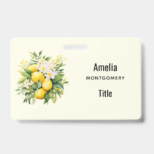 Badge Bouquet de citrons aux fleurs blanches