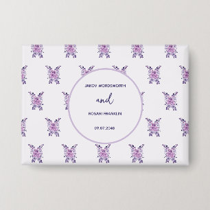 Badge Bouquet de fleurs violettes à l'aquarelle