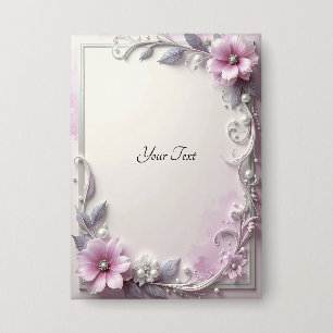 Badge Bouton de cadre floral rose