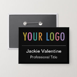 Badge Bouton de nom de l'employé avec logo