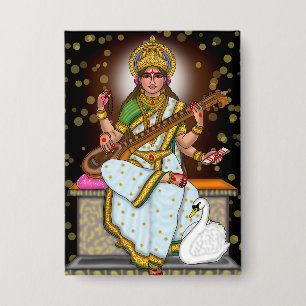 Badge Bouton Déesse Saraswati