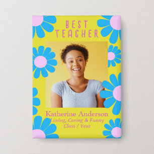 Badge Bouton Jaune Daisy Best Teacher Photo