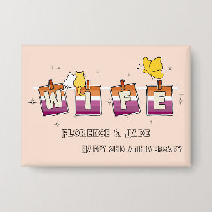 Badge Bouton Joyeux Anniversaire Drapeau Lesbien Coucher