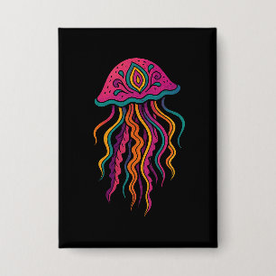 Badge Bouton Méduse Psychedélique – Vibes Océaniques