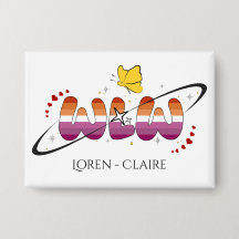 Bouton papillon du drapeau lesbien du coucher de s