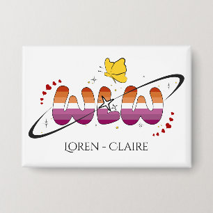 Badge Bouton papillon du drapeau lesbien du coucher de s