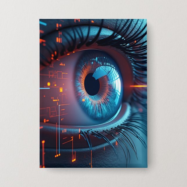 Badge Bouton rectangle oeil quantique (Recto)