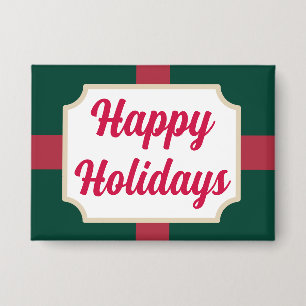 Badge Bouton Retro Happy Holidays