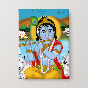 Badge Bouton Seigneur Krishna
