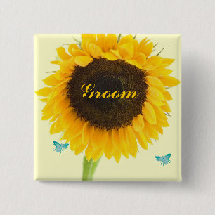 Badge bouton tournesol pour mariage de mariage