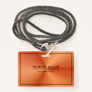 Badge Brillant métal orange texture Accents noirs