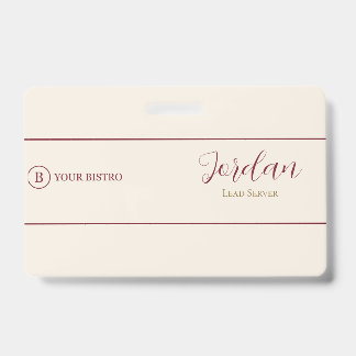 Badge Burgundy Cream Logo de serveur de restaurant ID em